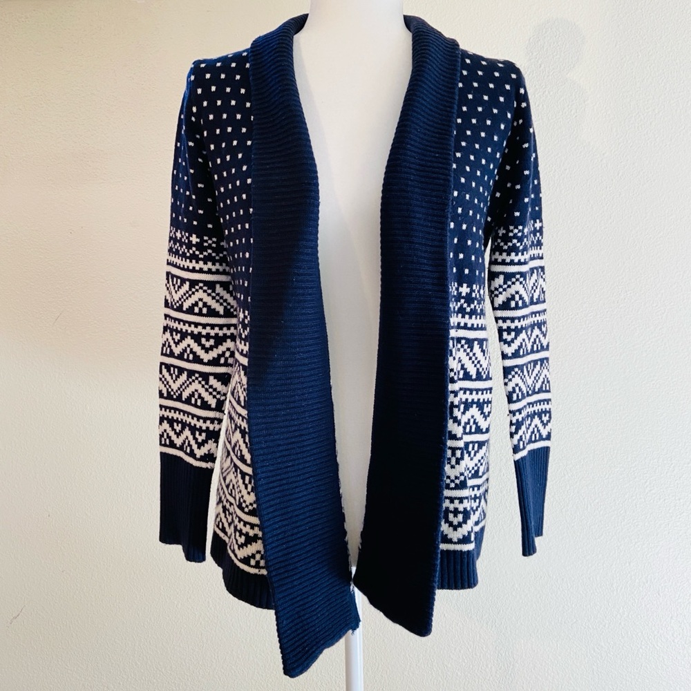 Gap Fair Isle Blue White Cardigan
